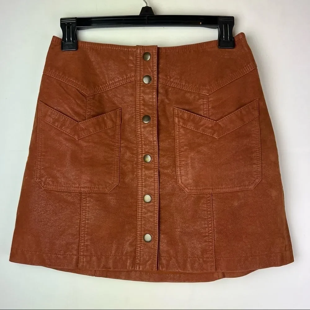 Free People • Come a Little Closer Faux Leather Skirt - Picture 3 of 9